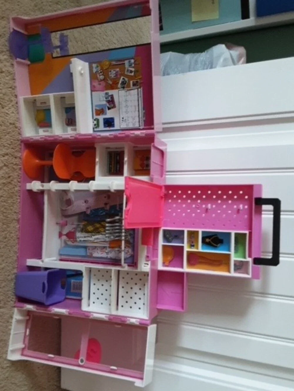 Barbie Closet With A Pile Of Random Doll Clothes And Accesories